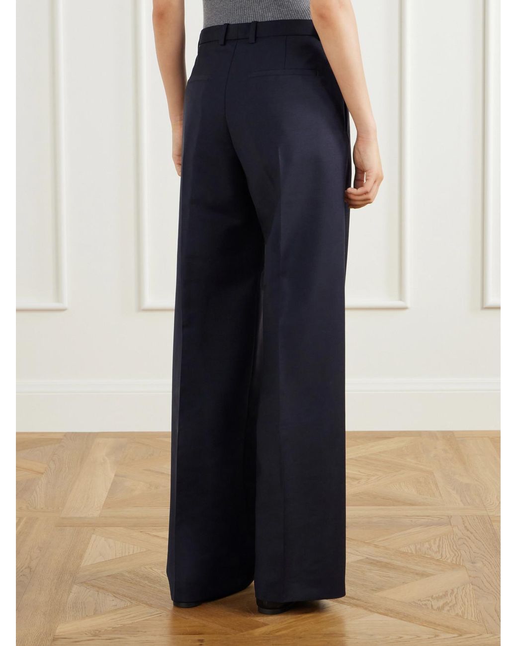 Jil Sander Blue Wool And Mohair-Blend Canvas Wide-Leg Pants