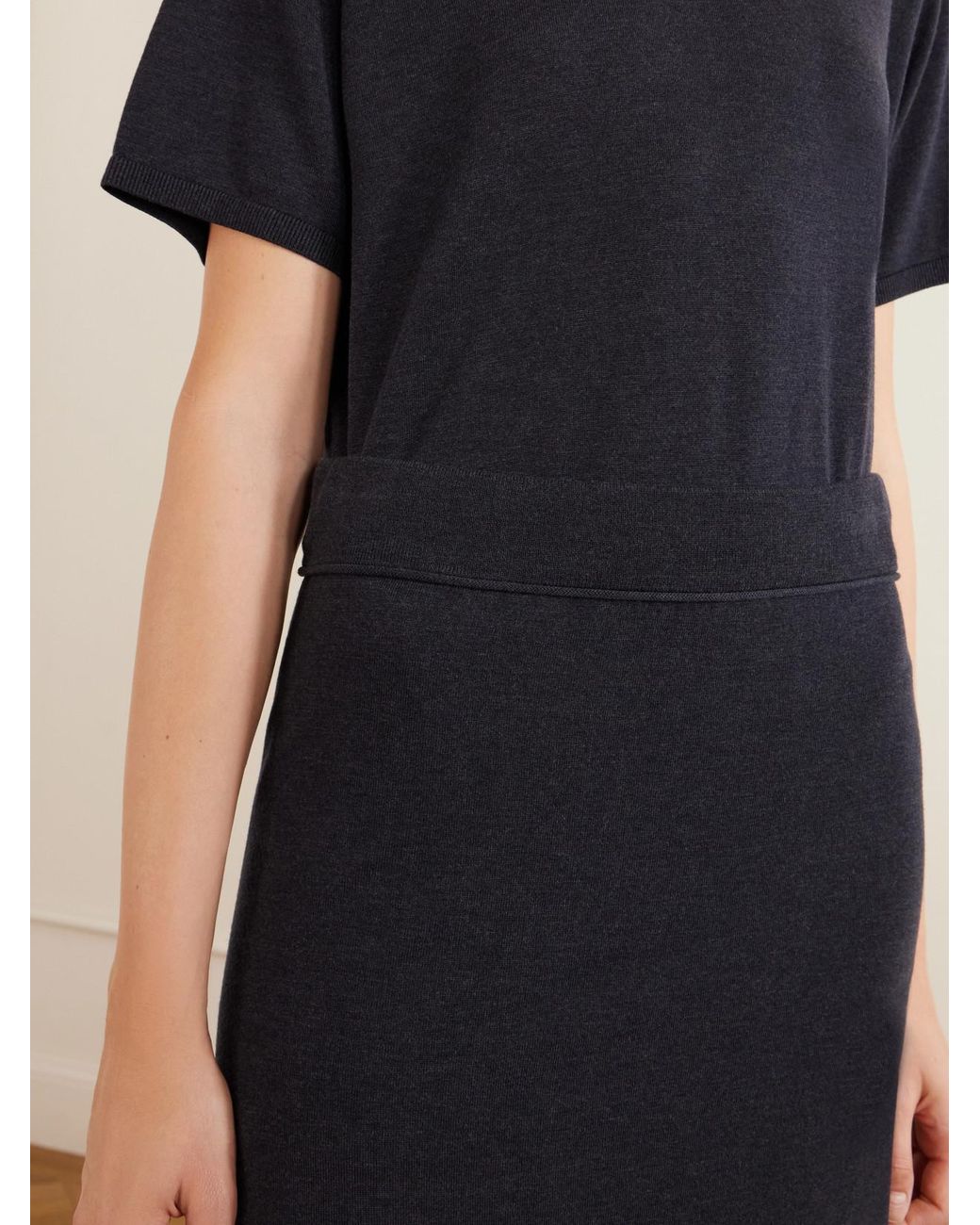 Totême  Blue Lyocell And Cashmere-Blend Midi Skirt