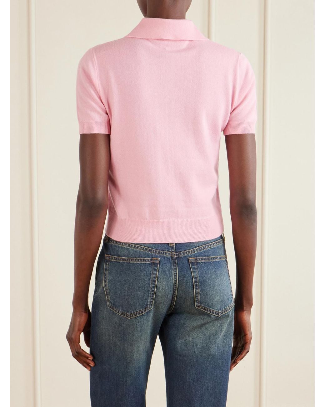 Gucci Pink Embroidered Wool Polo Sweater