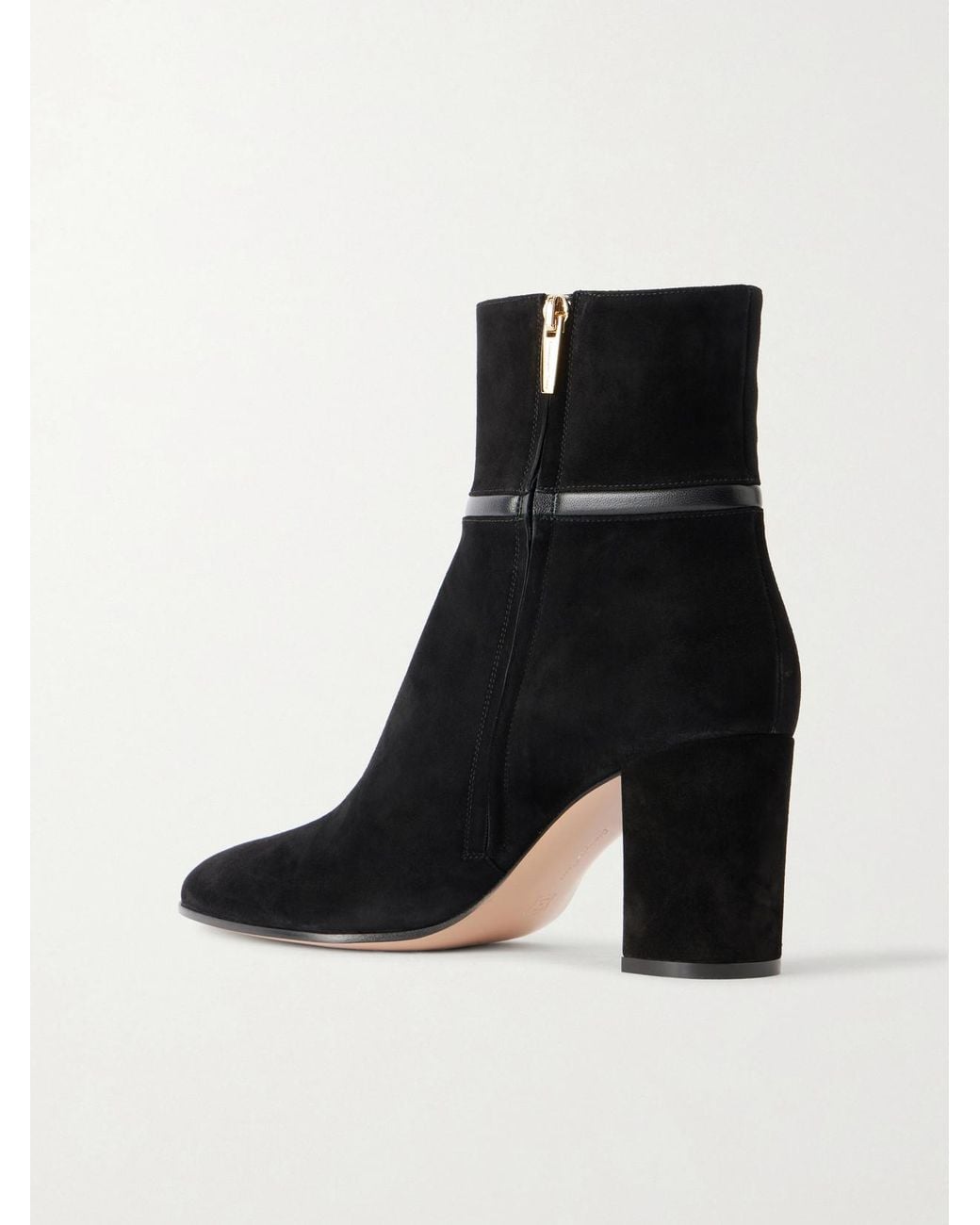 Gianvito Rossi Black 70 Leather-Trimmed Suede Leather Boots