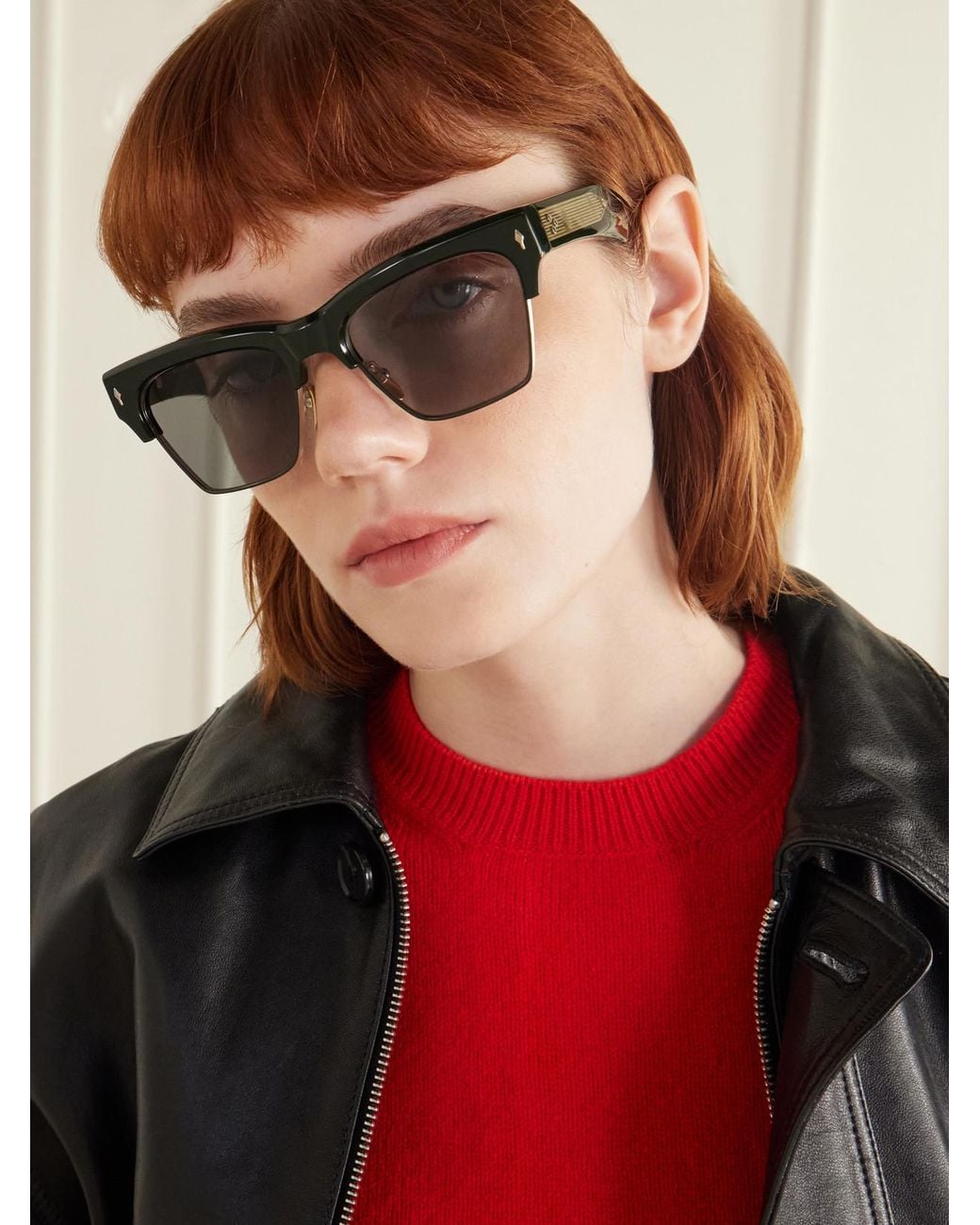 Jacques Marie Mage Black Bugsy D-Frame Acetate Sunglasses