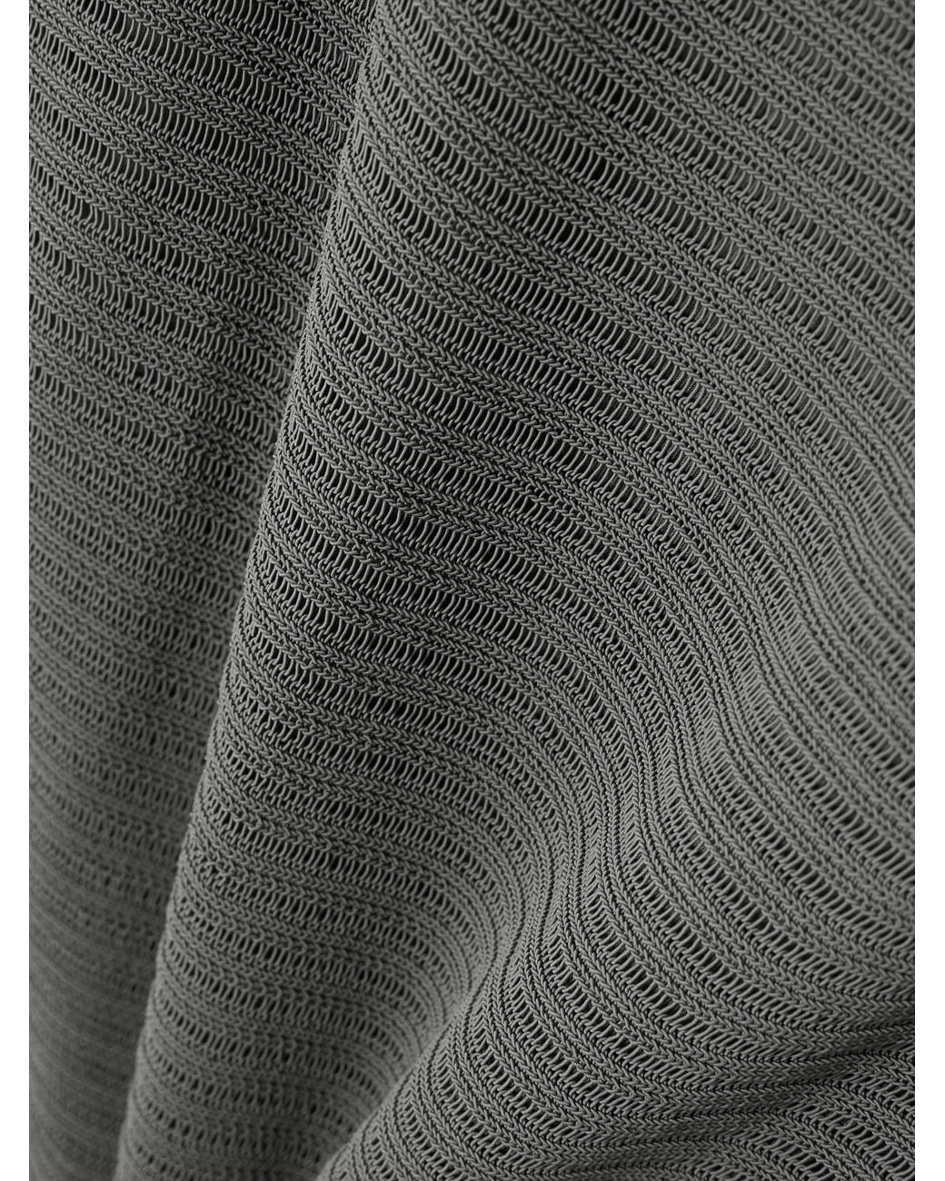 Alaïa Gray Ruffled Ribbed Open-Knit Cotton-Blend Midi Dress