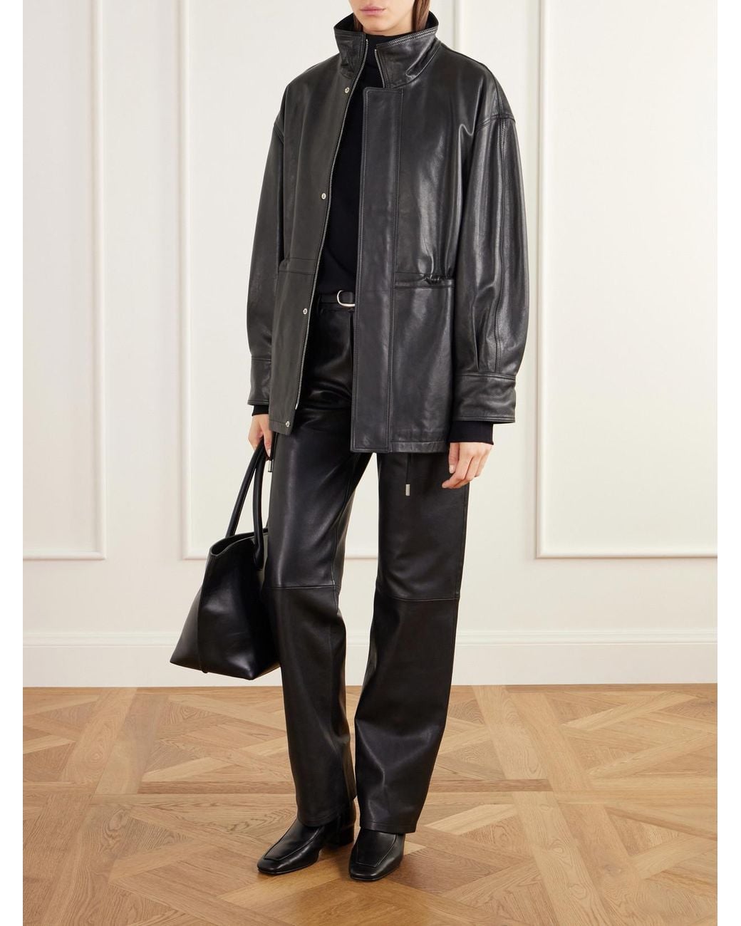 Arma Black Alia Paneled Leather Jacket