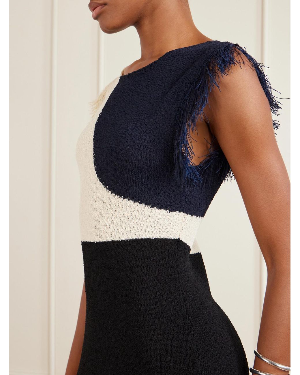 Proenza Schouler White Saskia Intarsia-Knit Woven Midi Dress