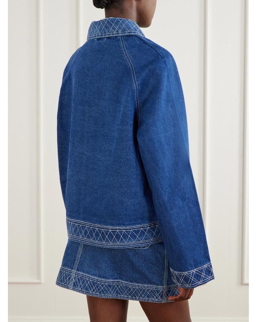Bode Blue Embroidered Denim Jacket