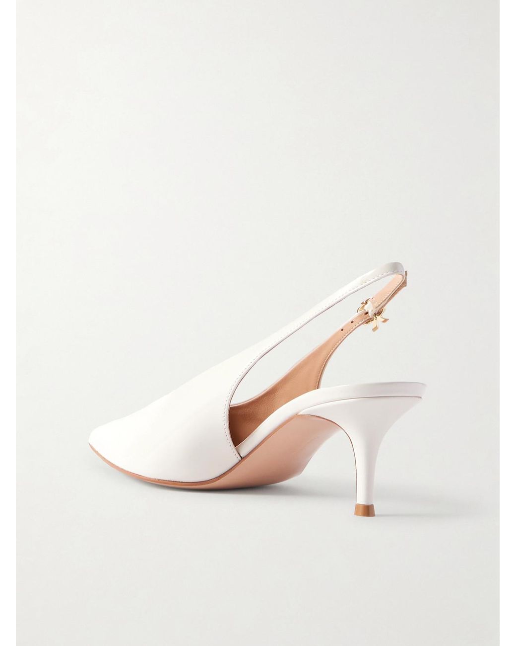 Gianvito Rossi White Robbie 55 Polished-Leather Slingback Pumps