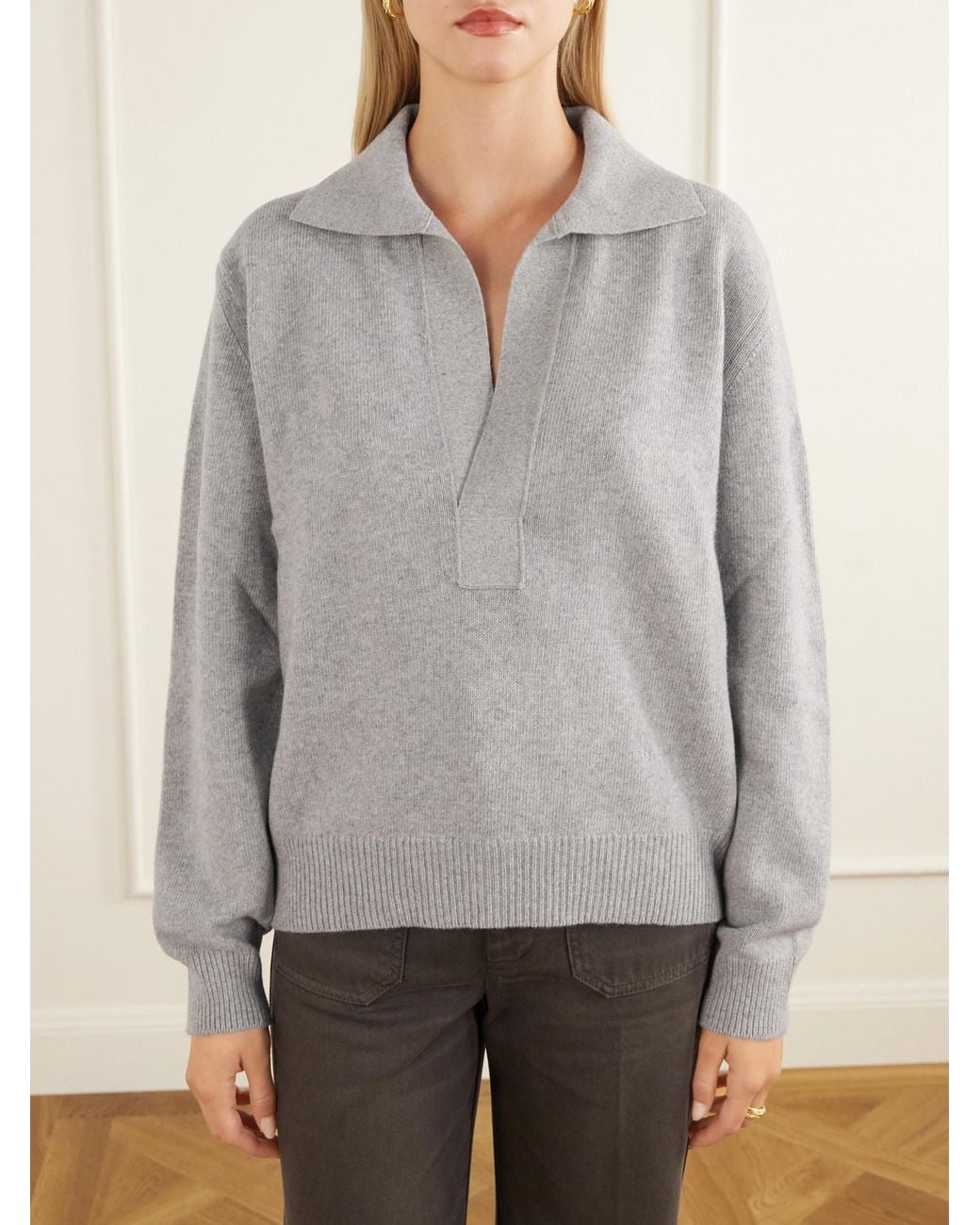 Victoria Beckham Gray Genevieve Wool And Cashmere-Blend Sweater