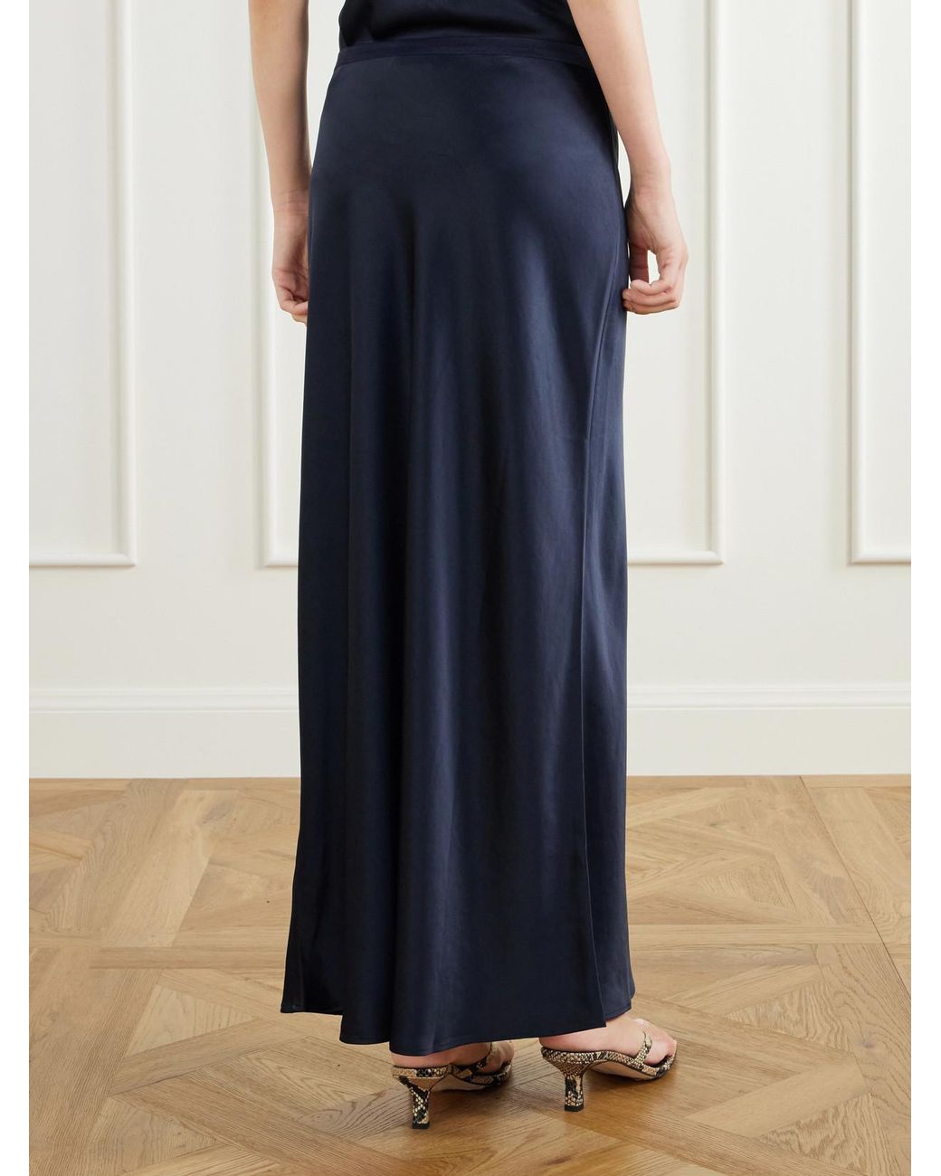Anine Bing Blue Bar Satin Maxi Skirt