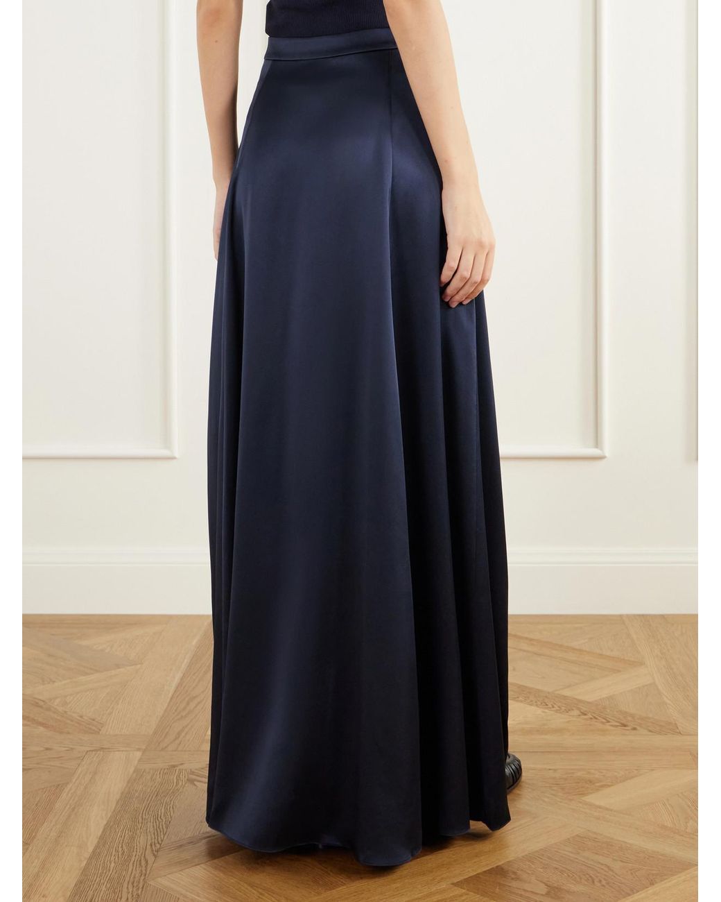 Twp Blue Silk-Satin Maxi Skirt
