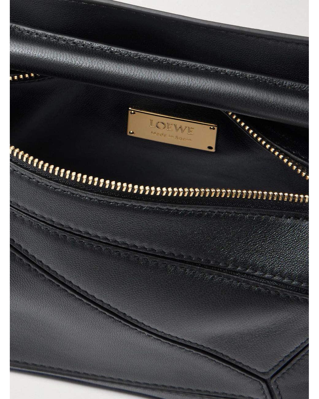 Loewe Black Featherlight Puzzle Mini Textured-Leather Top-Handle Bag