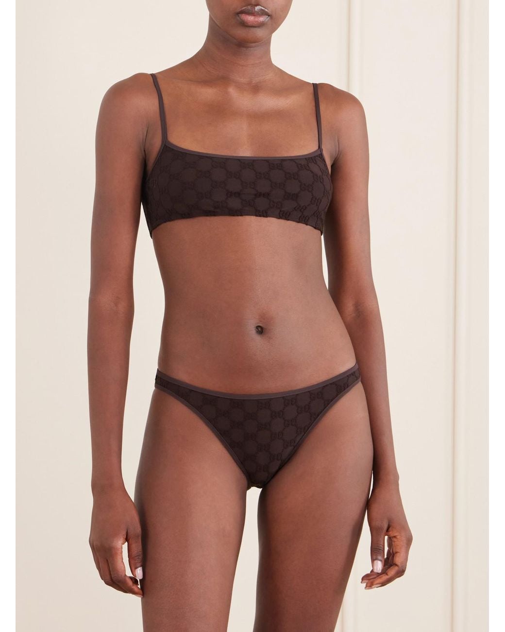 Gucci White Logo-Jacquard Bikini