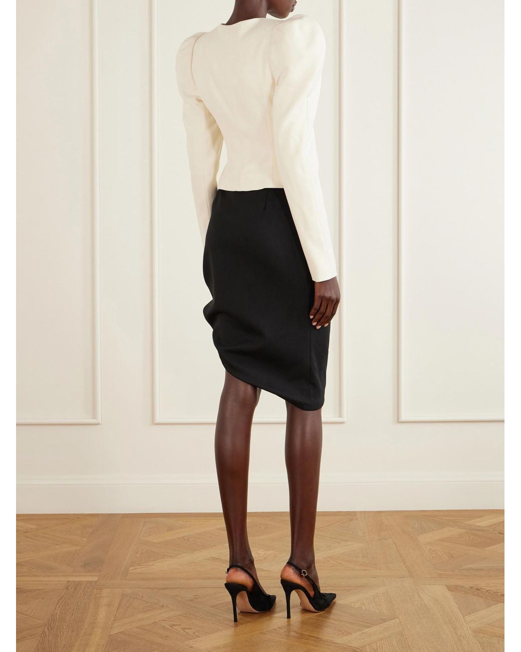 Carolina Herrera Natural Embellished Stretch-Wool Jacket