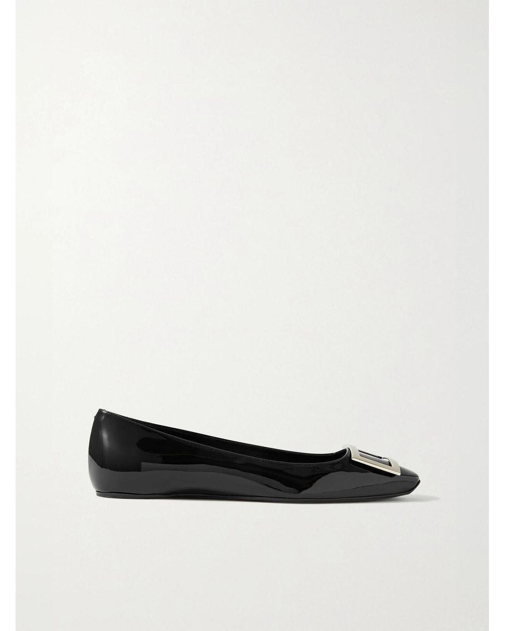 Roger Vivier White Trompette Bellerine Glossed-Leather Ballet Flats