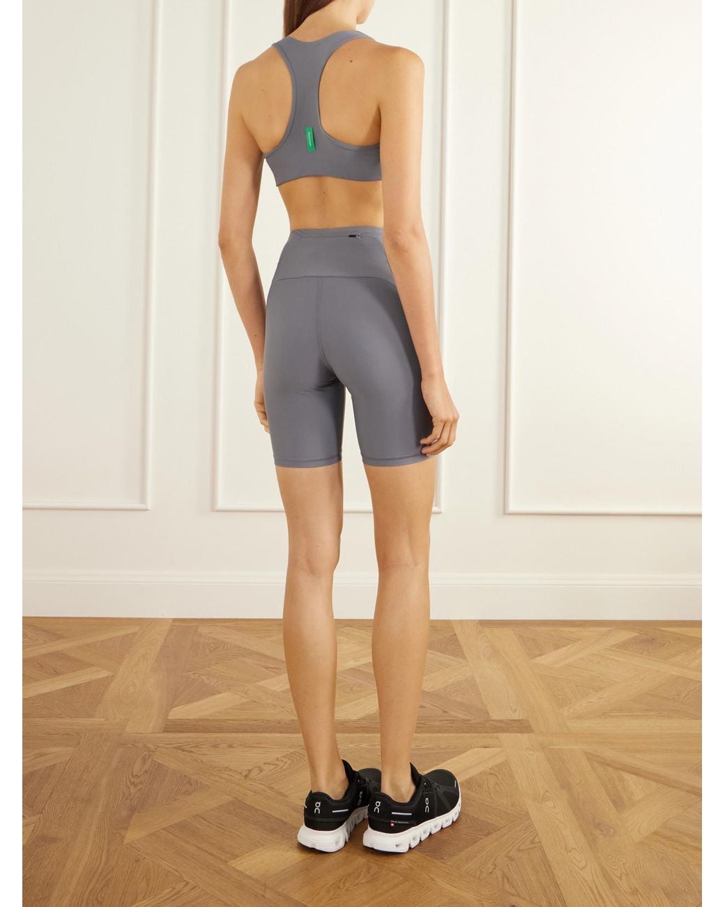 District Vision Gray Logo-Appliquéd Jersey Medium Support Sports Bra