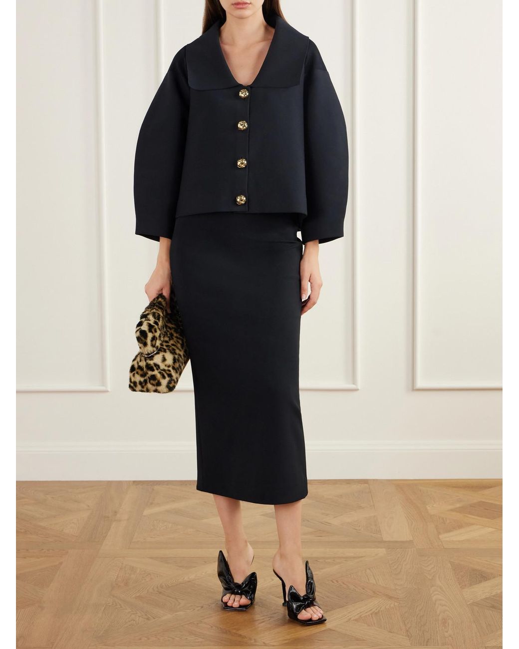 Givenchy Cropped Cocoon Double-Faced Knitted Jacket in Blue | Lyst