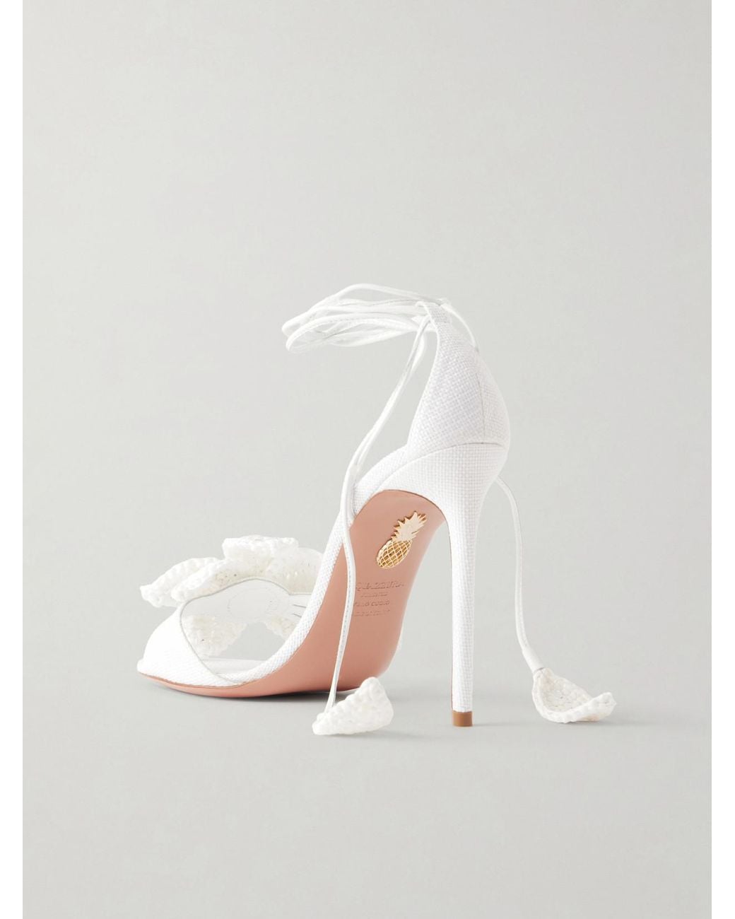 Aquazzura White Calypso 105 Raffia Sandals