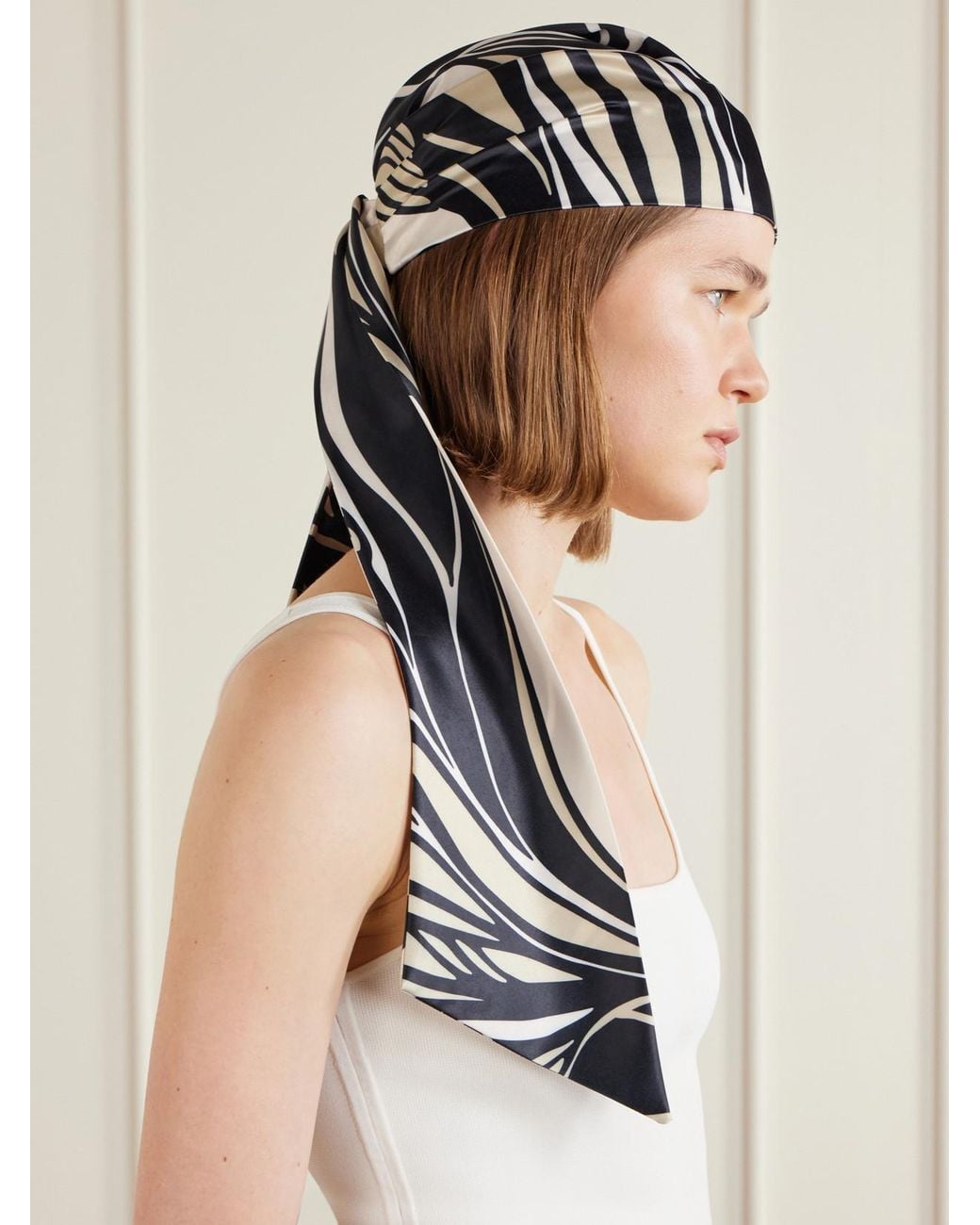 Eugenia Kim White Gigi Wave-Printed Satin Scarf