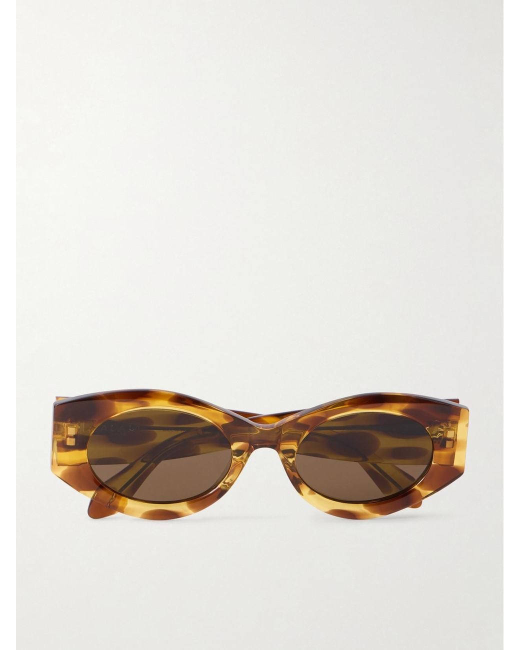 Alaïa Yellow Lettering Round-Frame Tortoiseshell Acetate Sunglasses