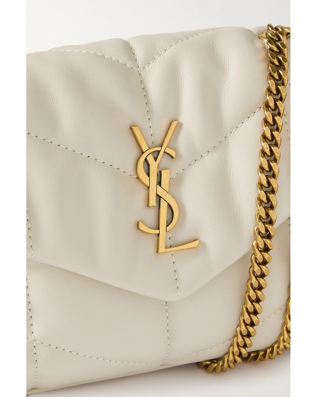 Saint Laurent Natural Toy Puffer Mini Matelassé Leather Shoulder Bag
