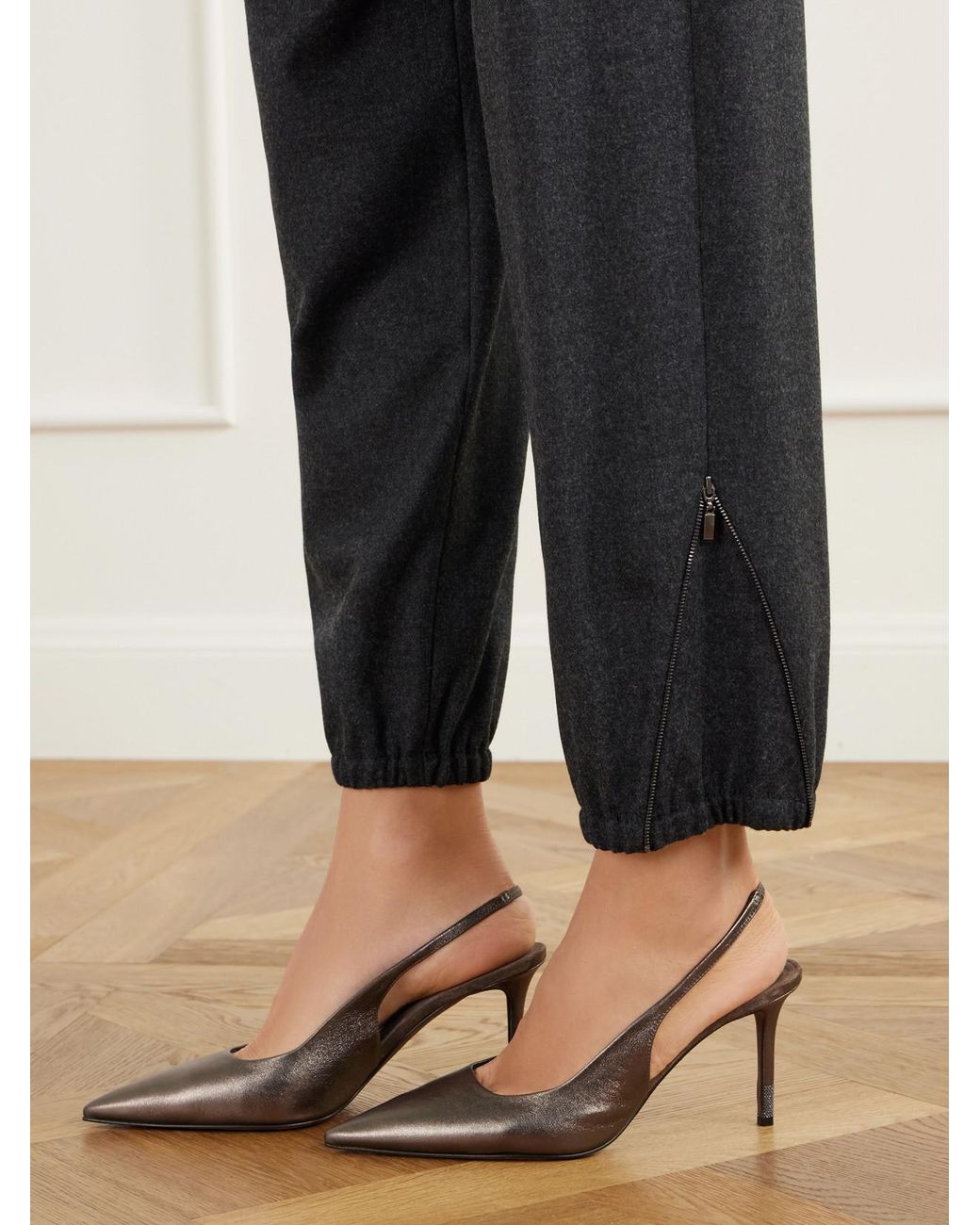 Brunello Cucinelli Blue Belted Felted Wool And Cashmere-Blend Tapered Pants