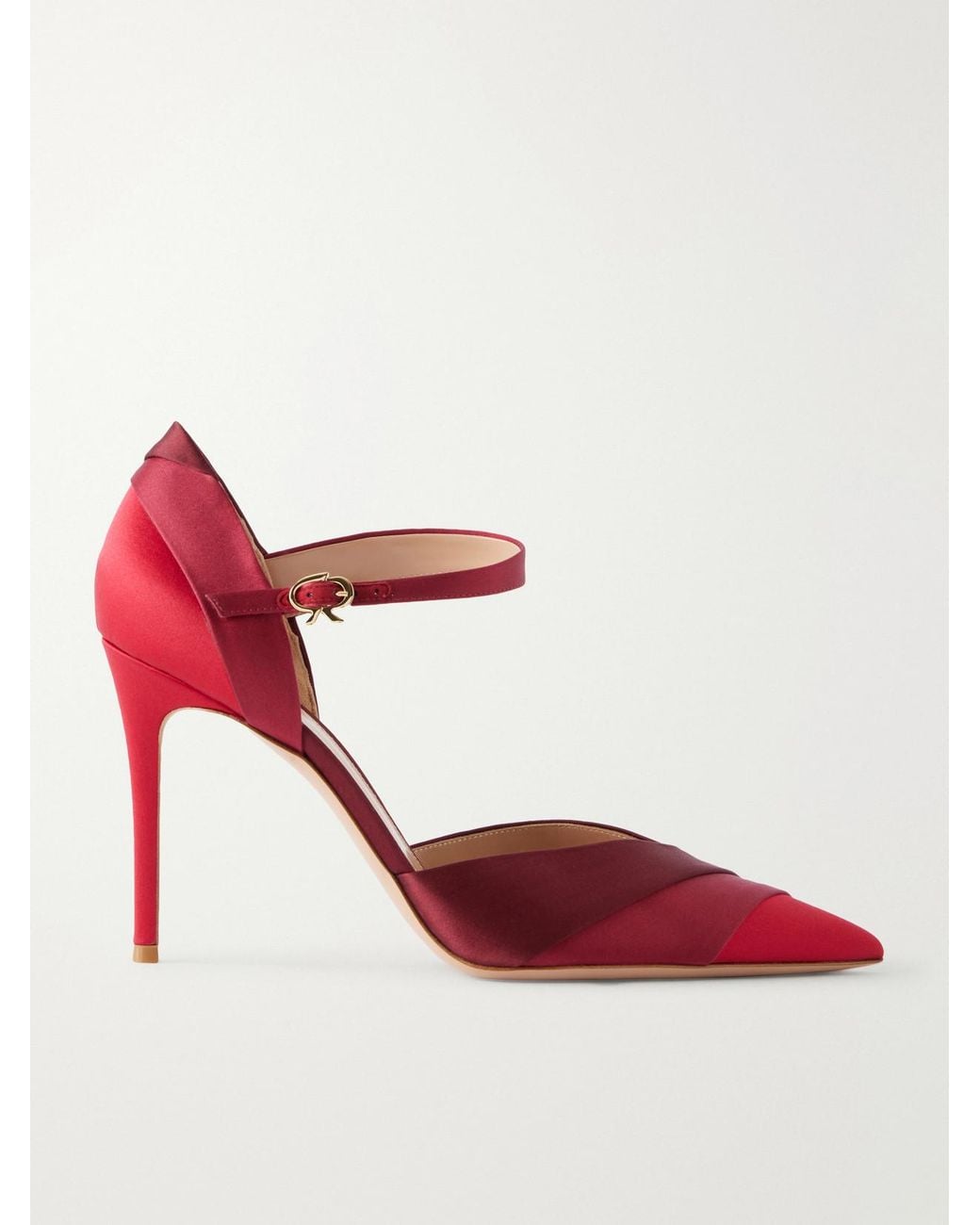 Gianvito Rossi Red 95 Satin Pumps
