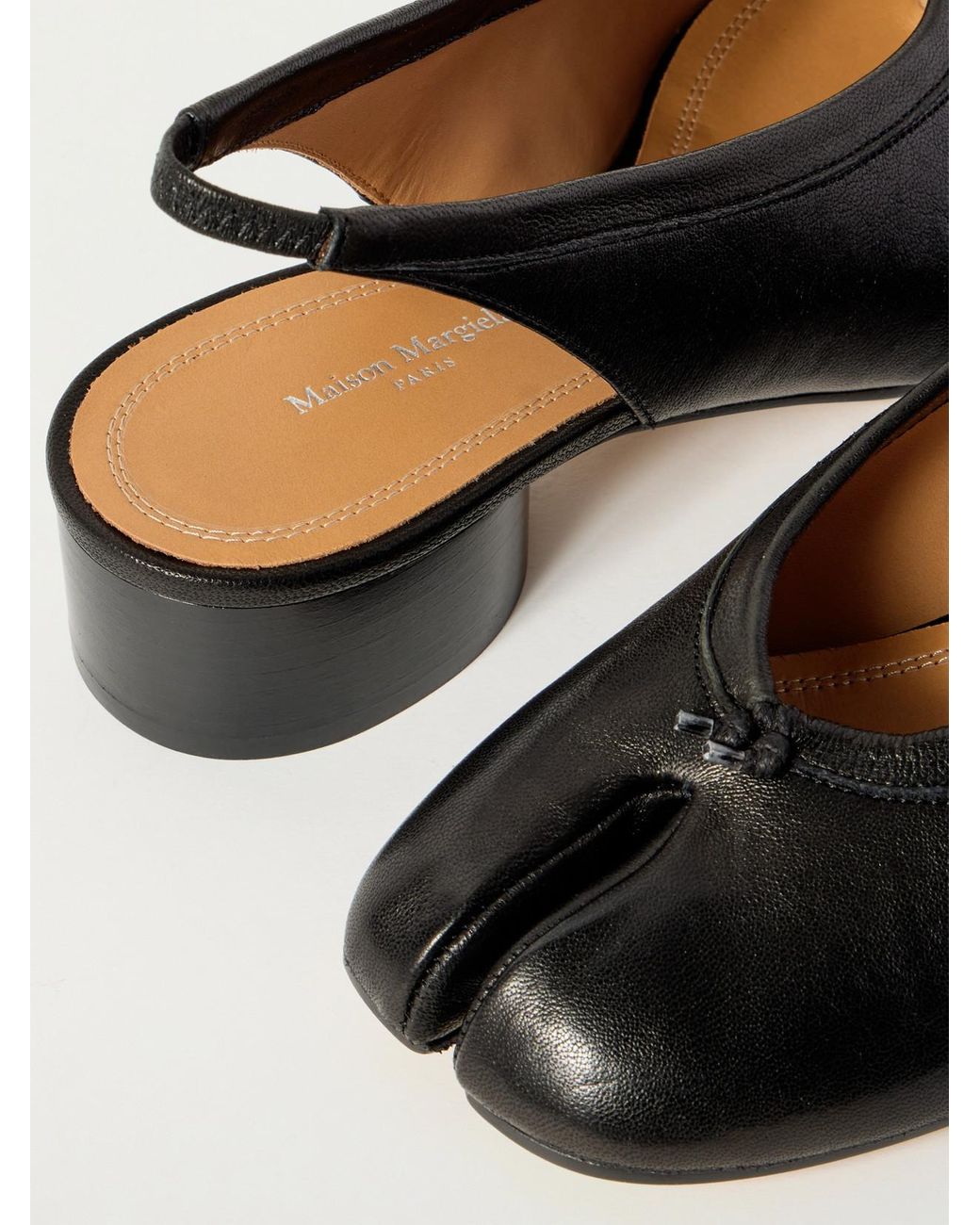 Maison Margiela Black Tabi Split-Toe Leather Slingback Pumps