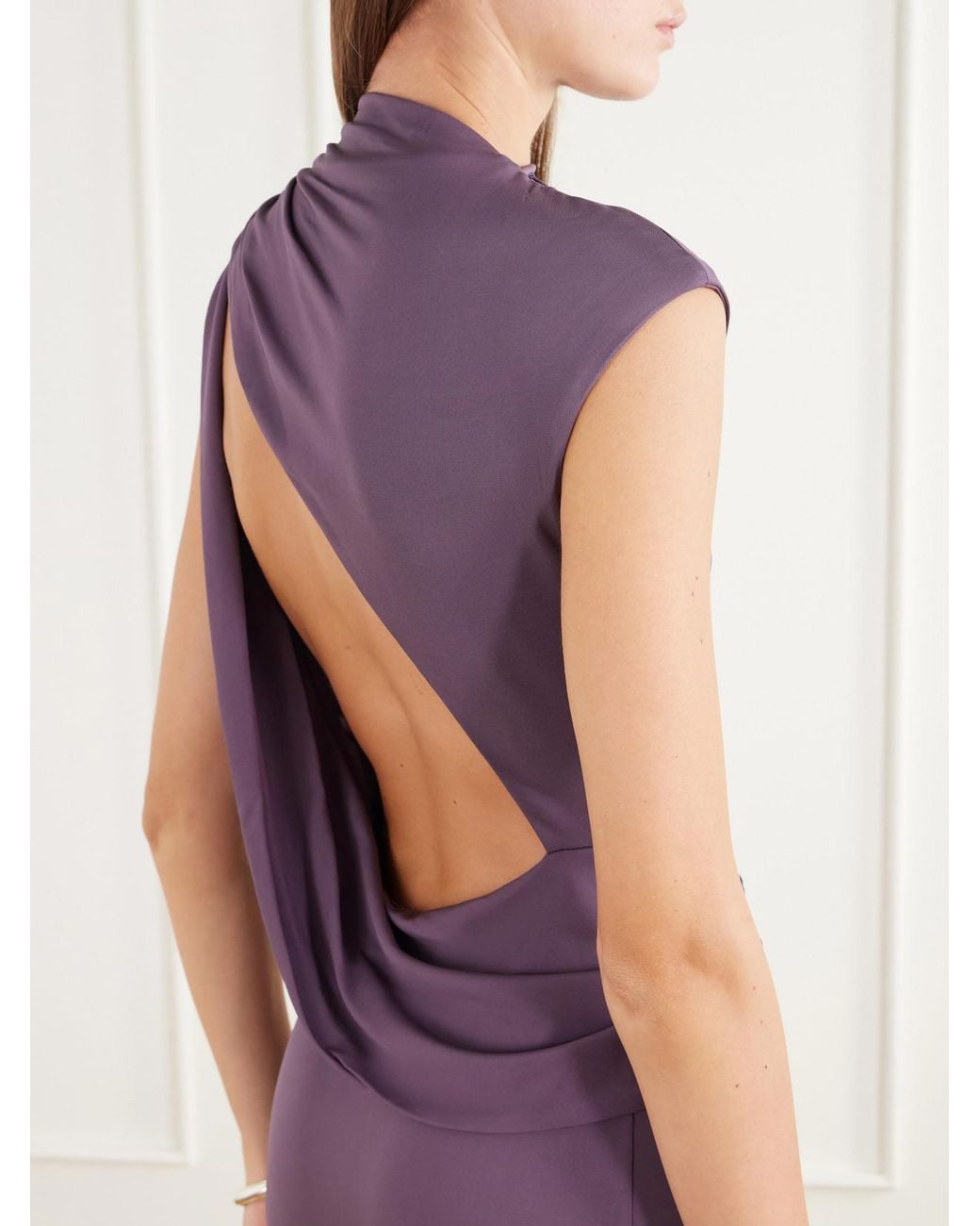 Cult Gaia Purple Izola Embellished Ruched Jersey Maxi Dress
