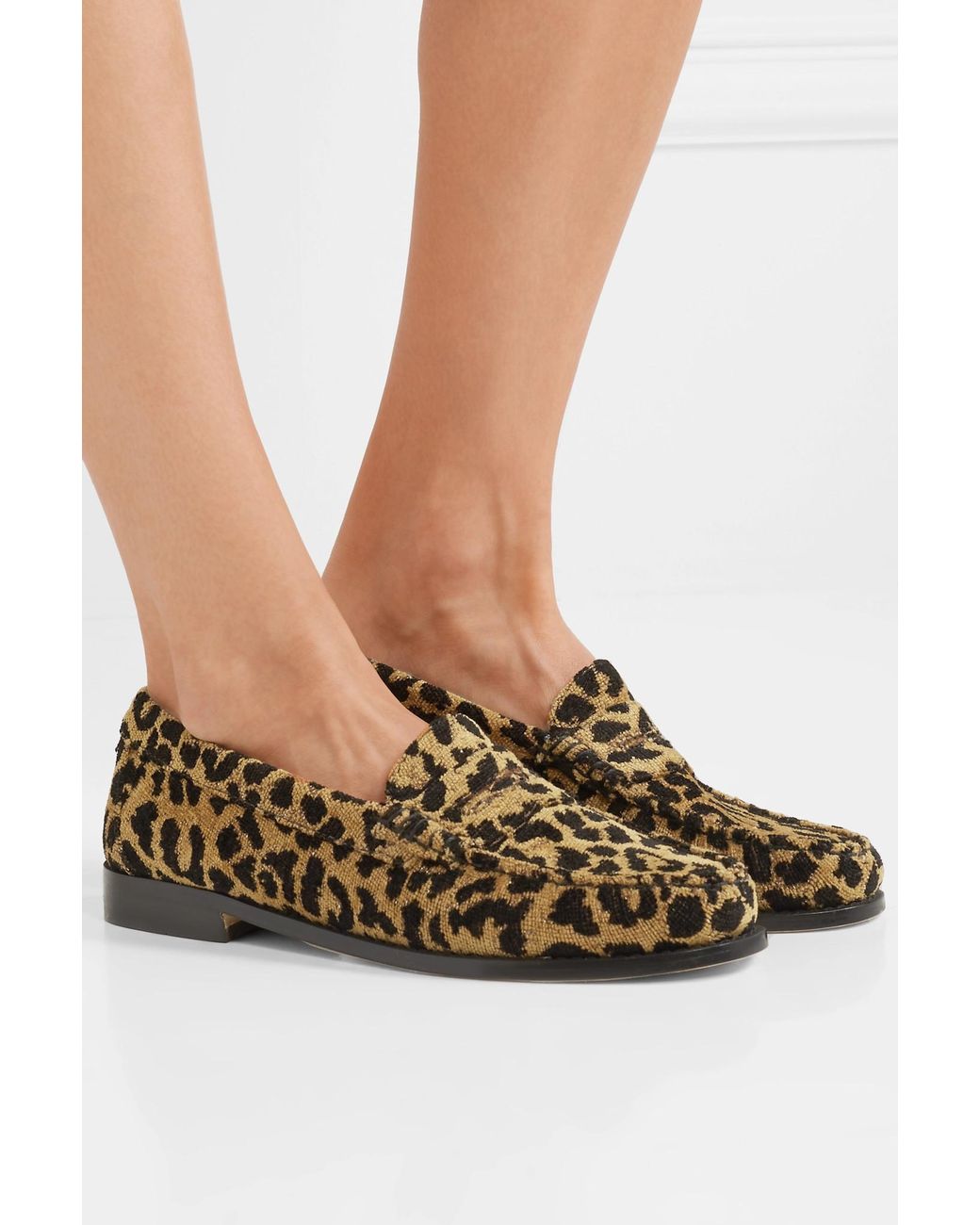 RE DONE Weejuns The Whitney Leopard print Terry Loafers in Brown