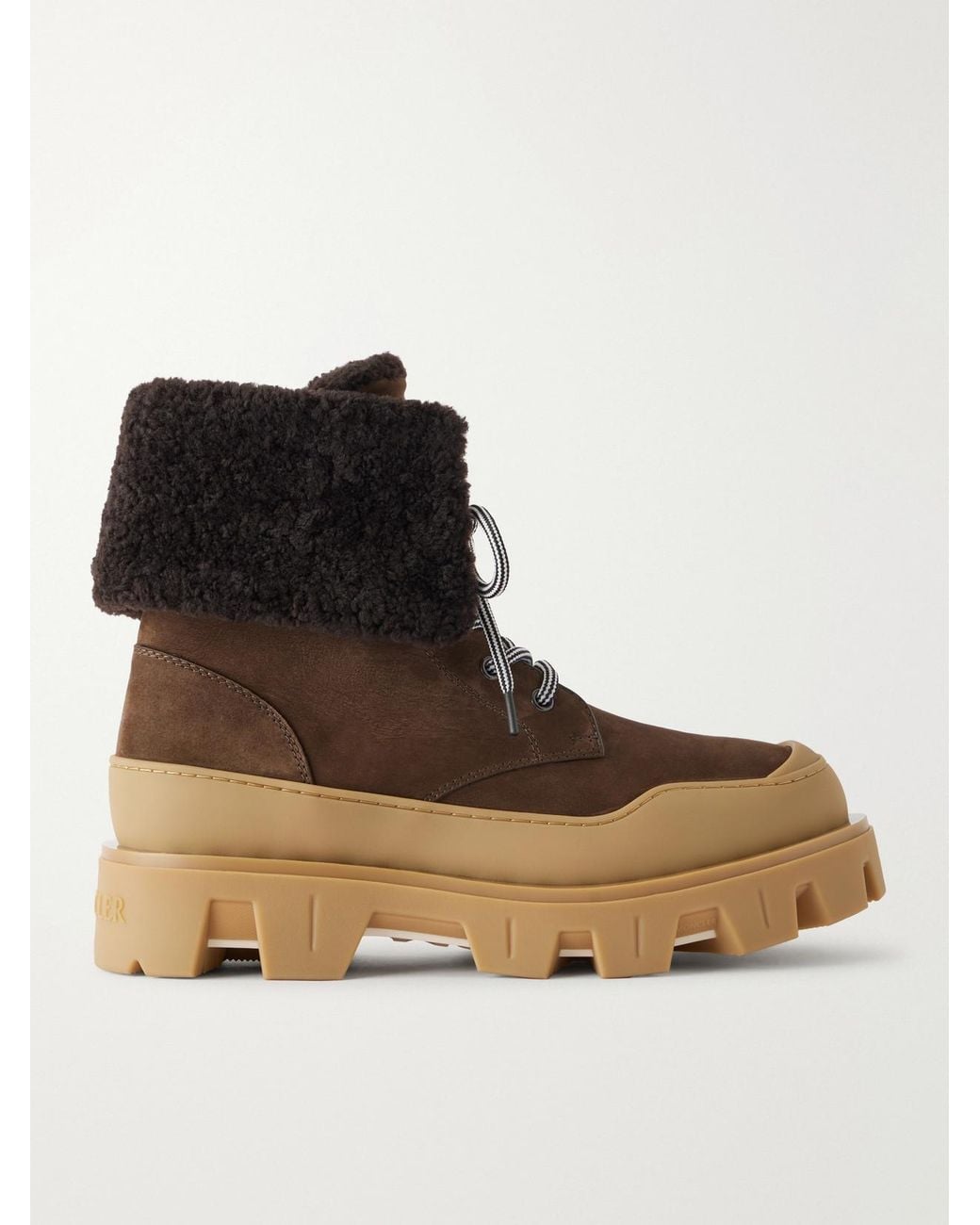 Moncler Black Peak Snowcap Shearling-Trimmed Nubuck Ankle Boots