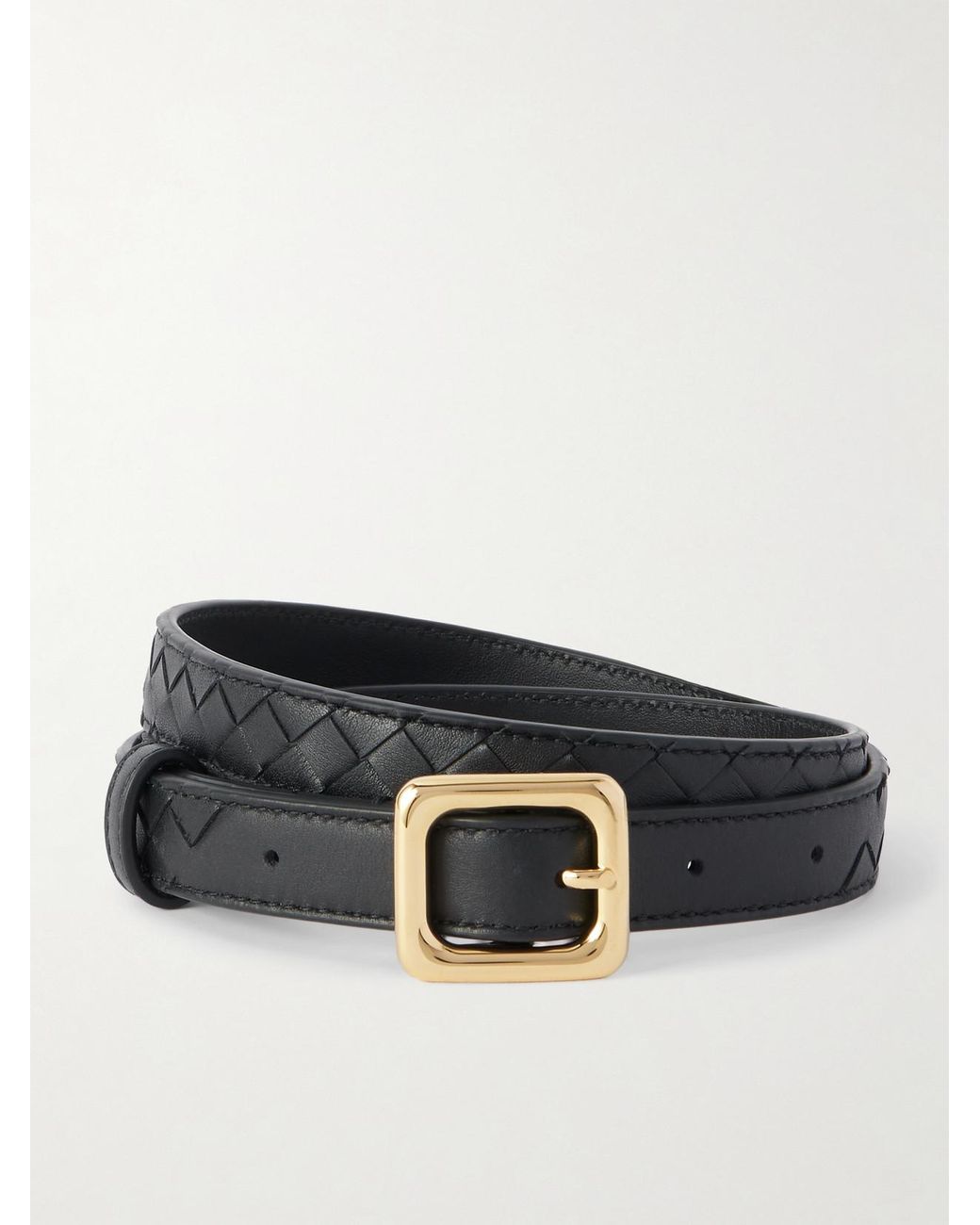Bottega Veneta Black Intrecciato Leather Belt