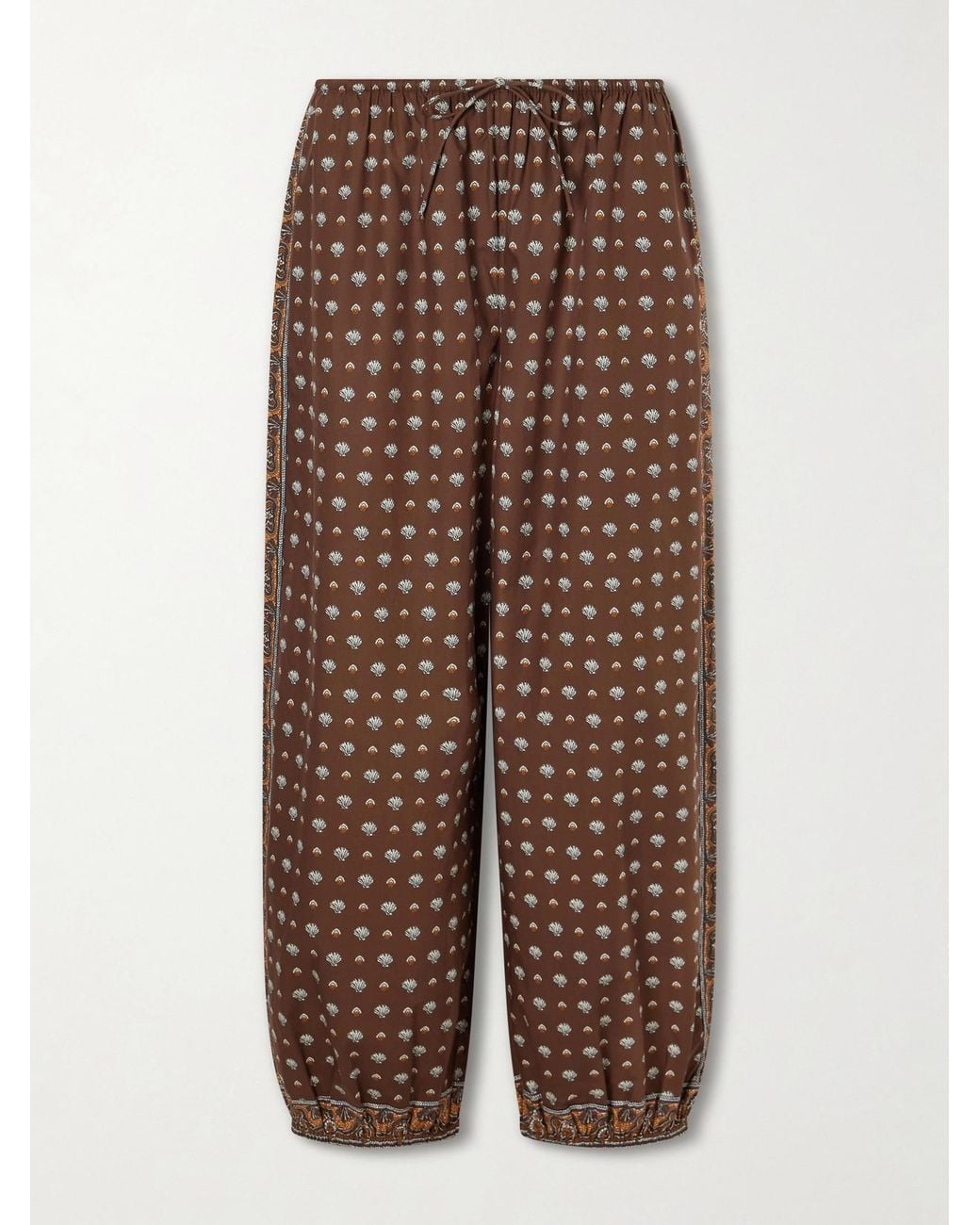 Doen Brown Yarrow Printed Cotton Balloon Pants