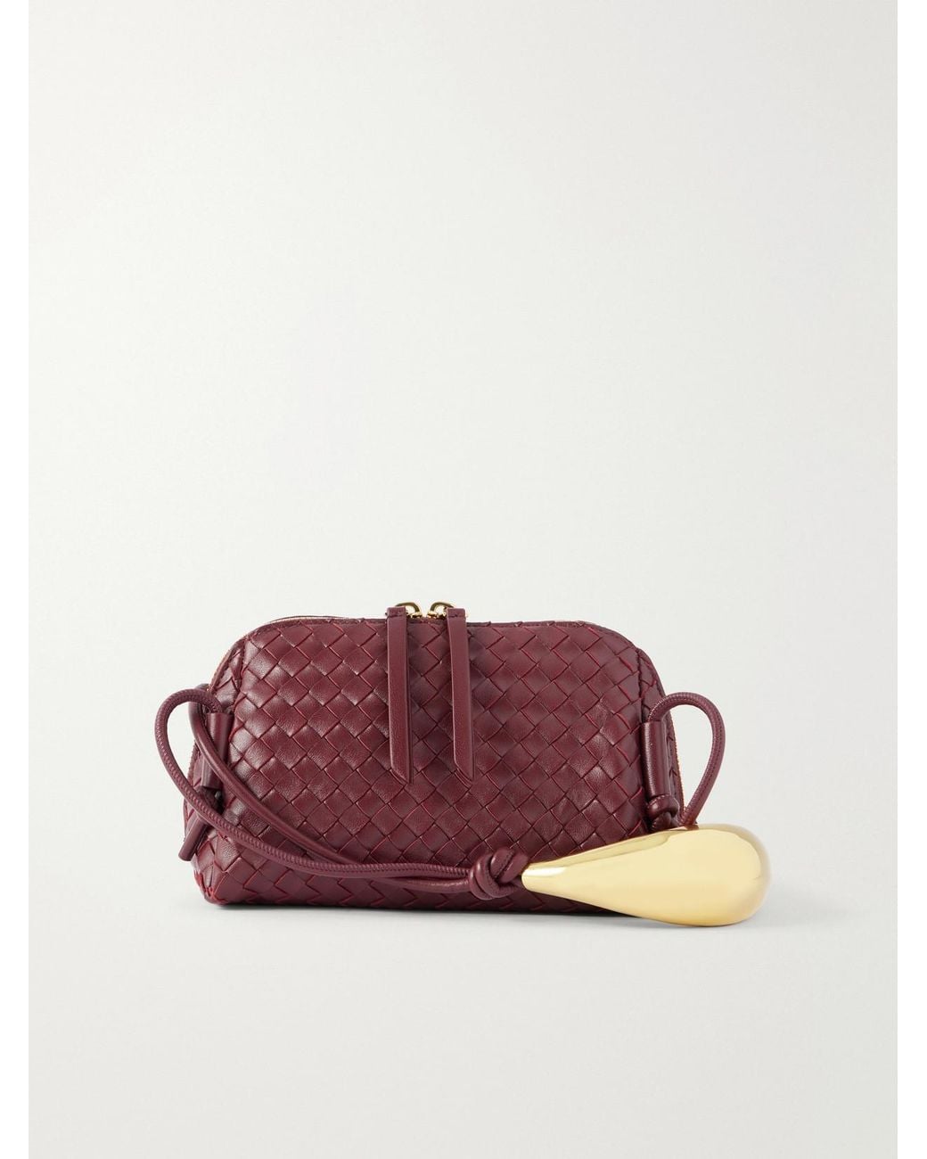 Bottega Veneta Red Concert Pouch Intrecciato Leather Shoulder Bag
