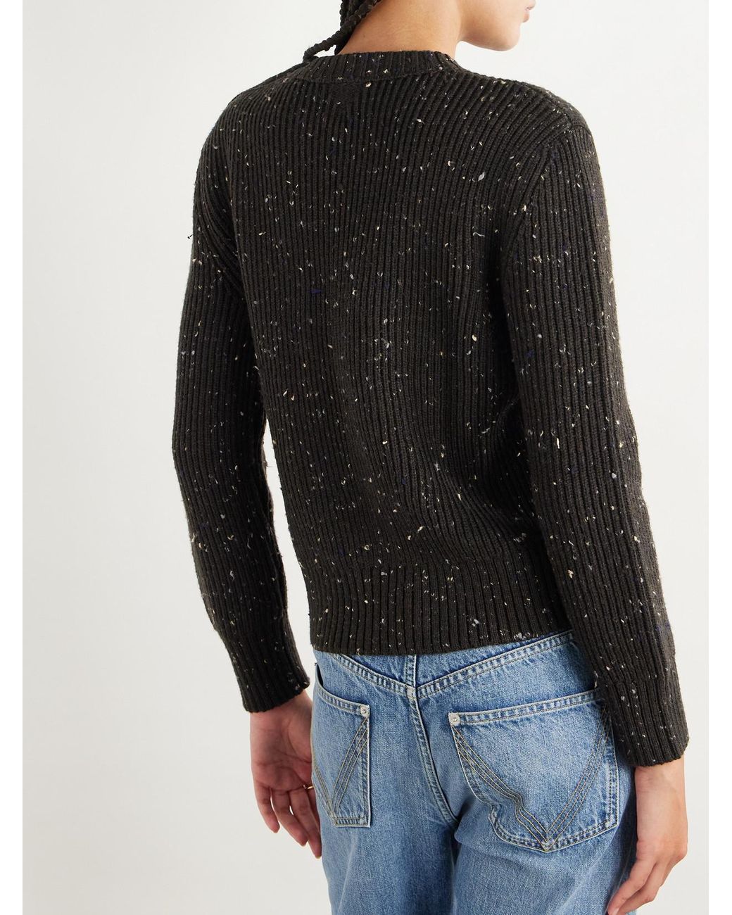 Bottega Veneta Black Button-Detailed Ribbed Wool-Blend Sweater