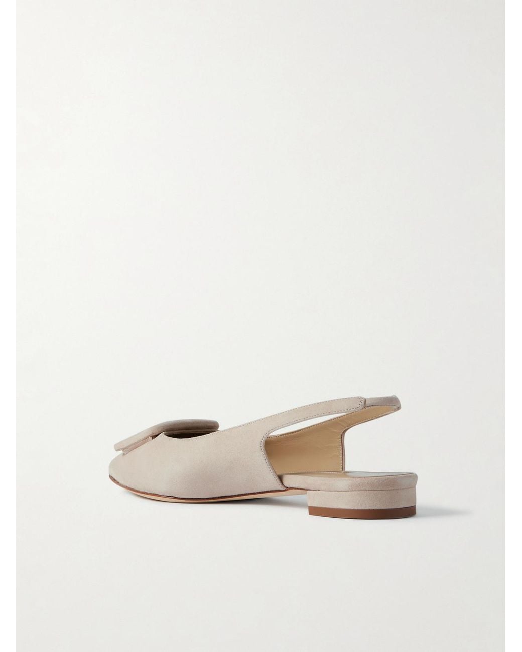 Manolo Blahnik Natural Maylura Buckled Suede Slingback Flats