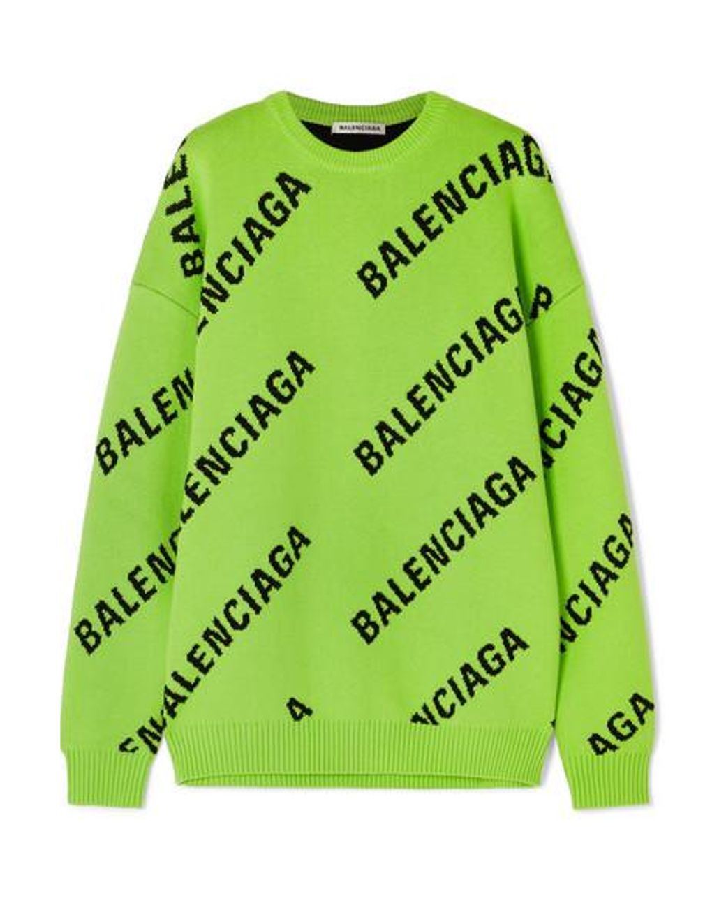 Balenciaga Oversized Intarsia Cotton-blend Sweater in Green | Lyst