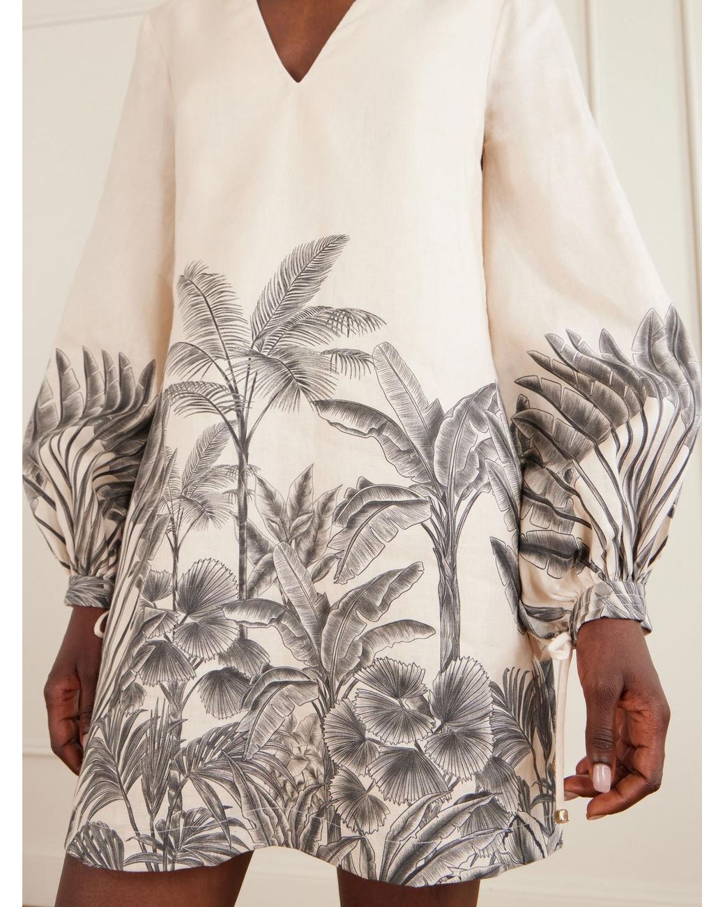 ANDRES OTALORA White Amarula Porfavor Printed Linen Mini Dress