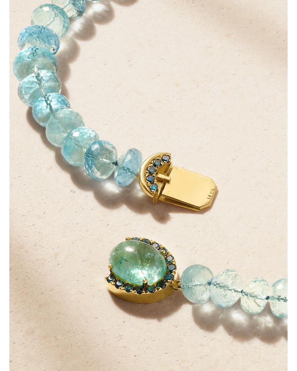 Ileana Makri Natural 18-Karat, Aquamarine, Tourmaline And Diamond Beaded Necklace