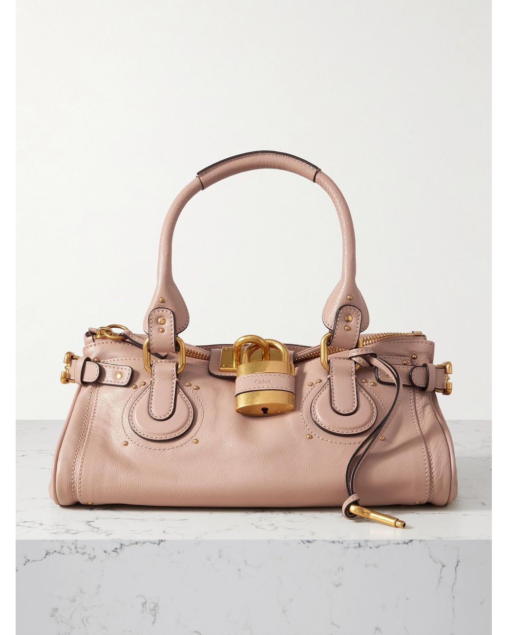 Chloé Paddington Embellished Leather Tote in Pink | Lyst UK