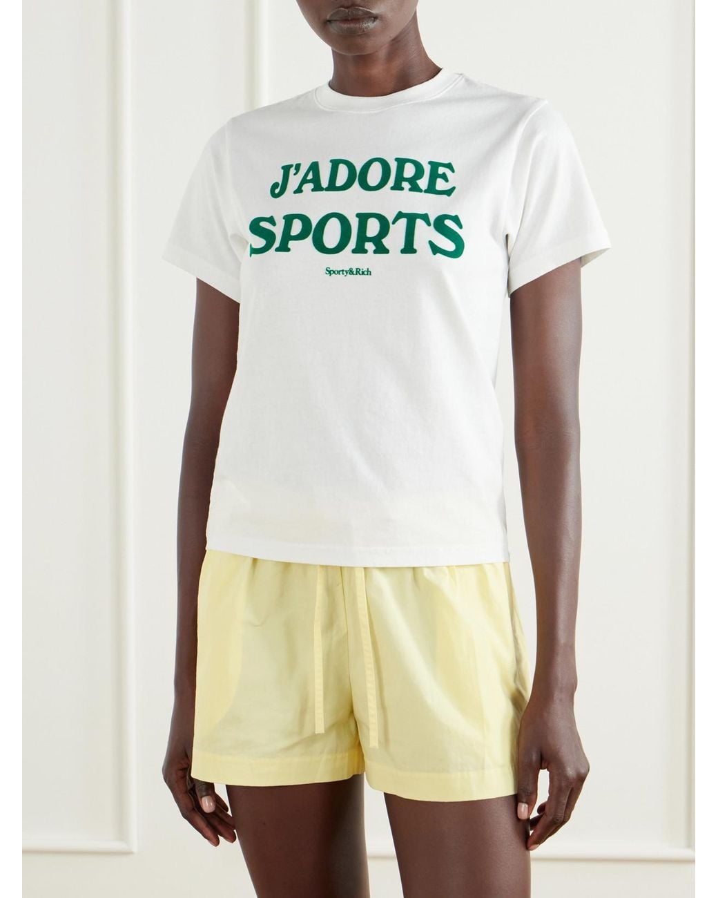 Sporty & Rich White J'Adore Printed Cotton-Jersey T-Shirt