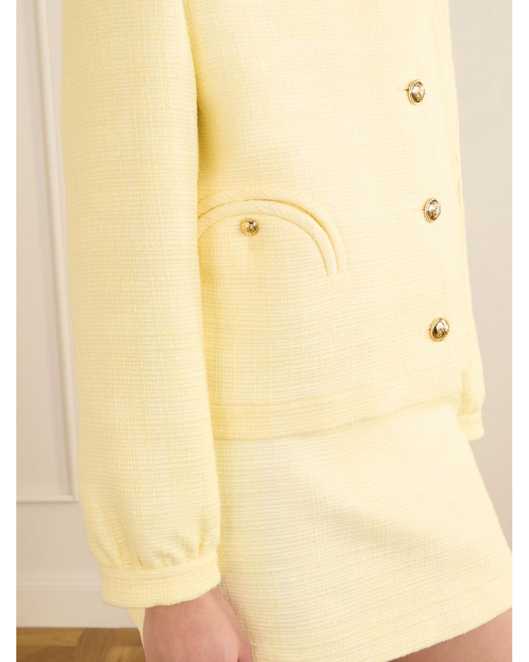 Blazé Milano Yellow Gliss Cotton-Blend Tweed Jacket
