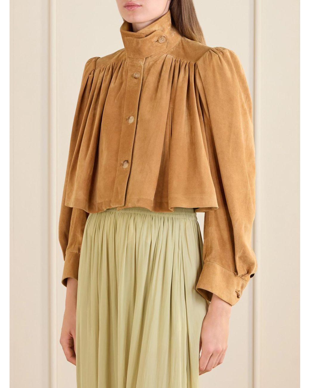 Chloé Natural Cropped Suede Jacket