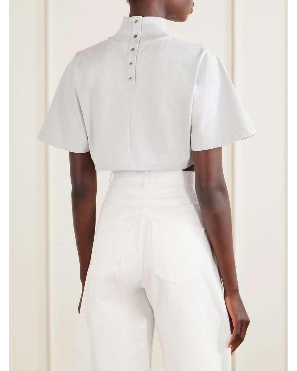 Alaïa White Cropped Cotton-Jersey Turtleneck T-Shirt