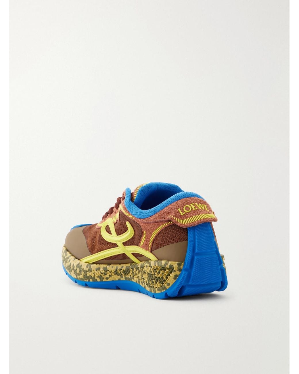 Loewe Blue Pogo Logo-Detailed Suede-Trimmed Knitted Sneakers
