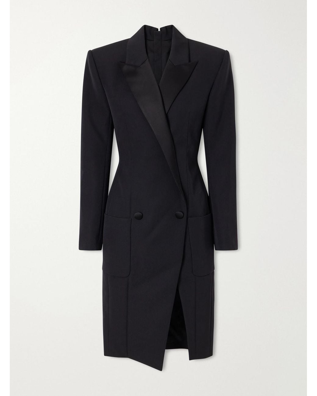 Balmain Blue Wool Grain De Poudre Midi Dress