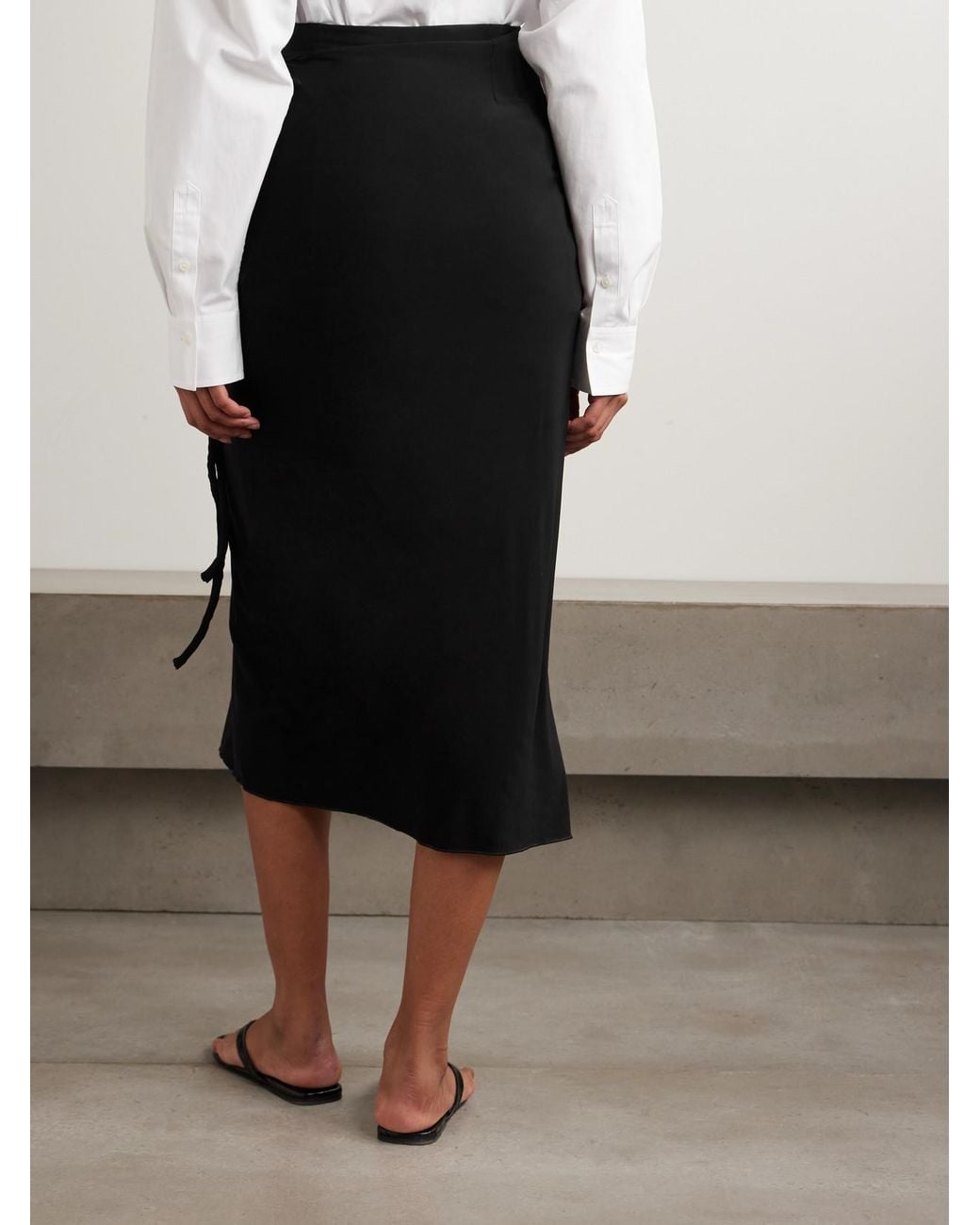 Max Mara Black Afoso Gathered Jersey Wrap-Effect Maxi Skirt