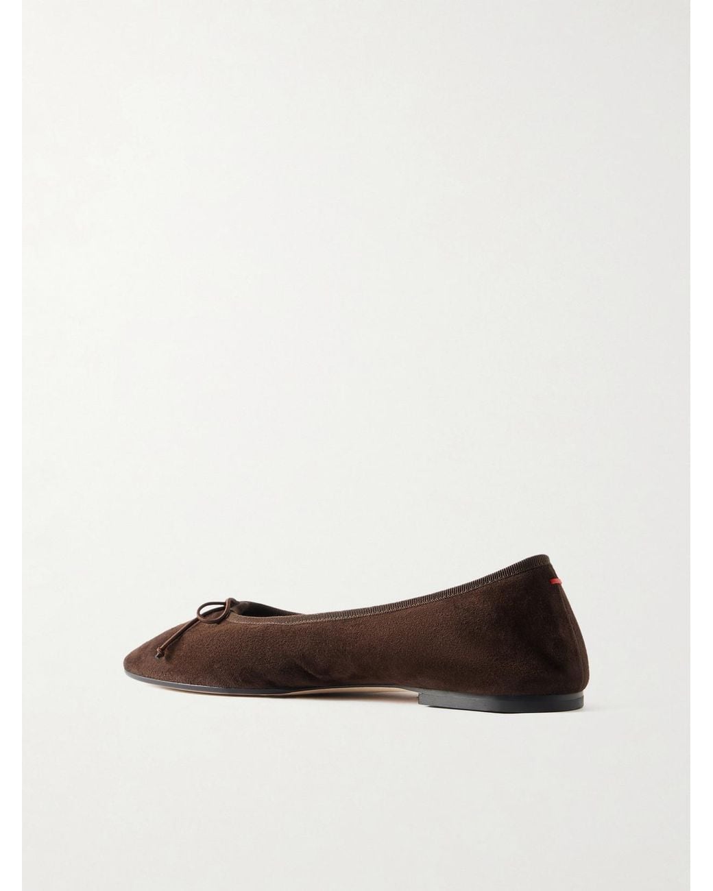 Aeyde White Tiby Bow-Detailed Suede Ballet Flats