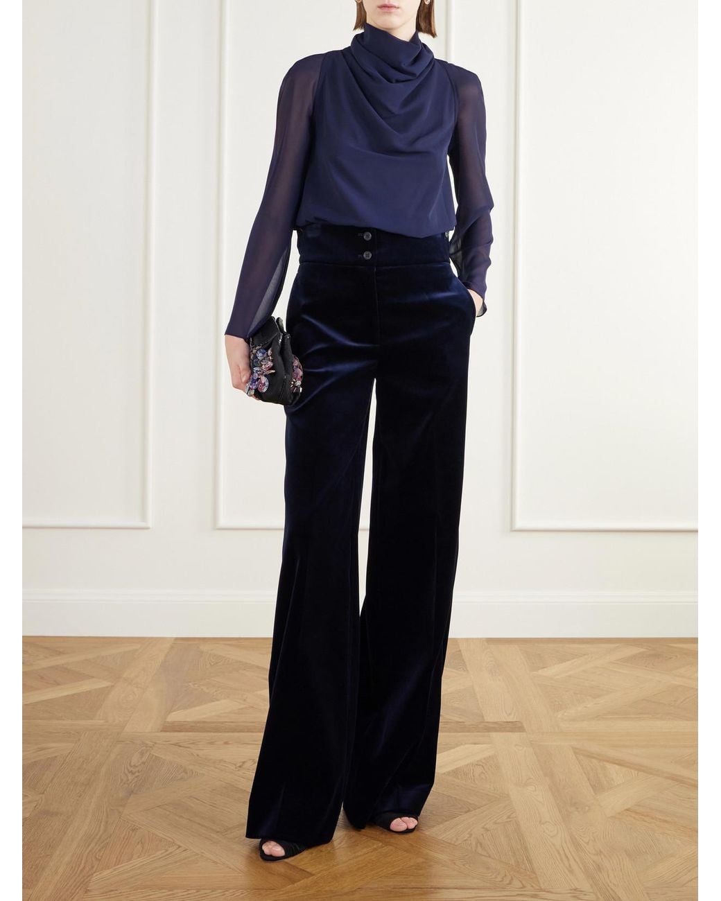 Altuzarra Blue Cara Draped Georgette Blouse