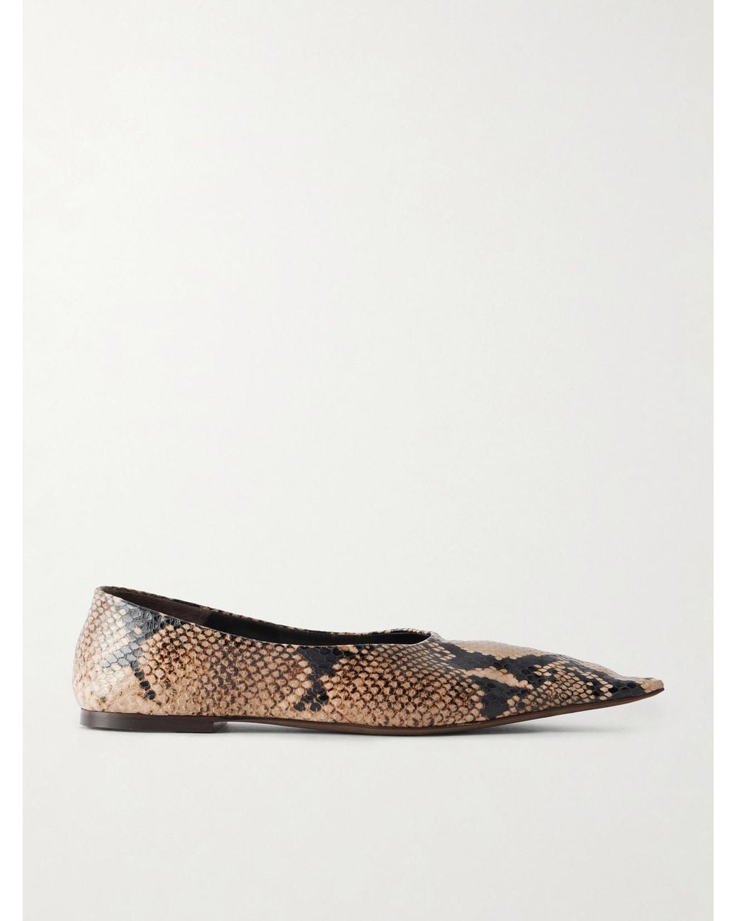 Khaite Natural Marlene Snake-Effect Leather Ballet Flats