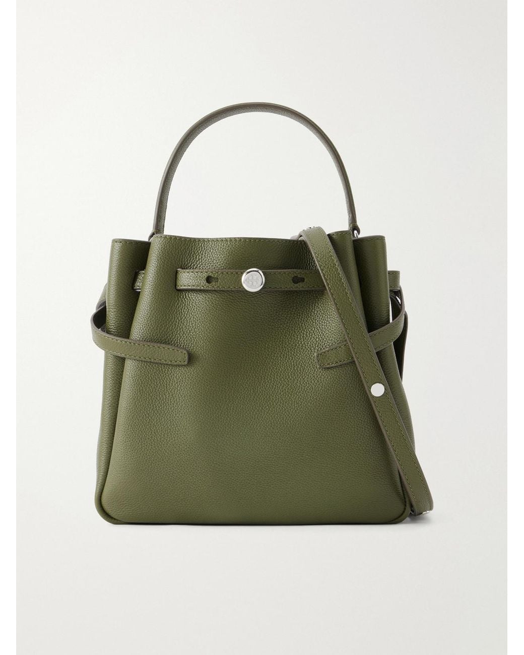 Tory Burch Green Romy Leather Bucket Bag