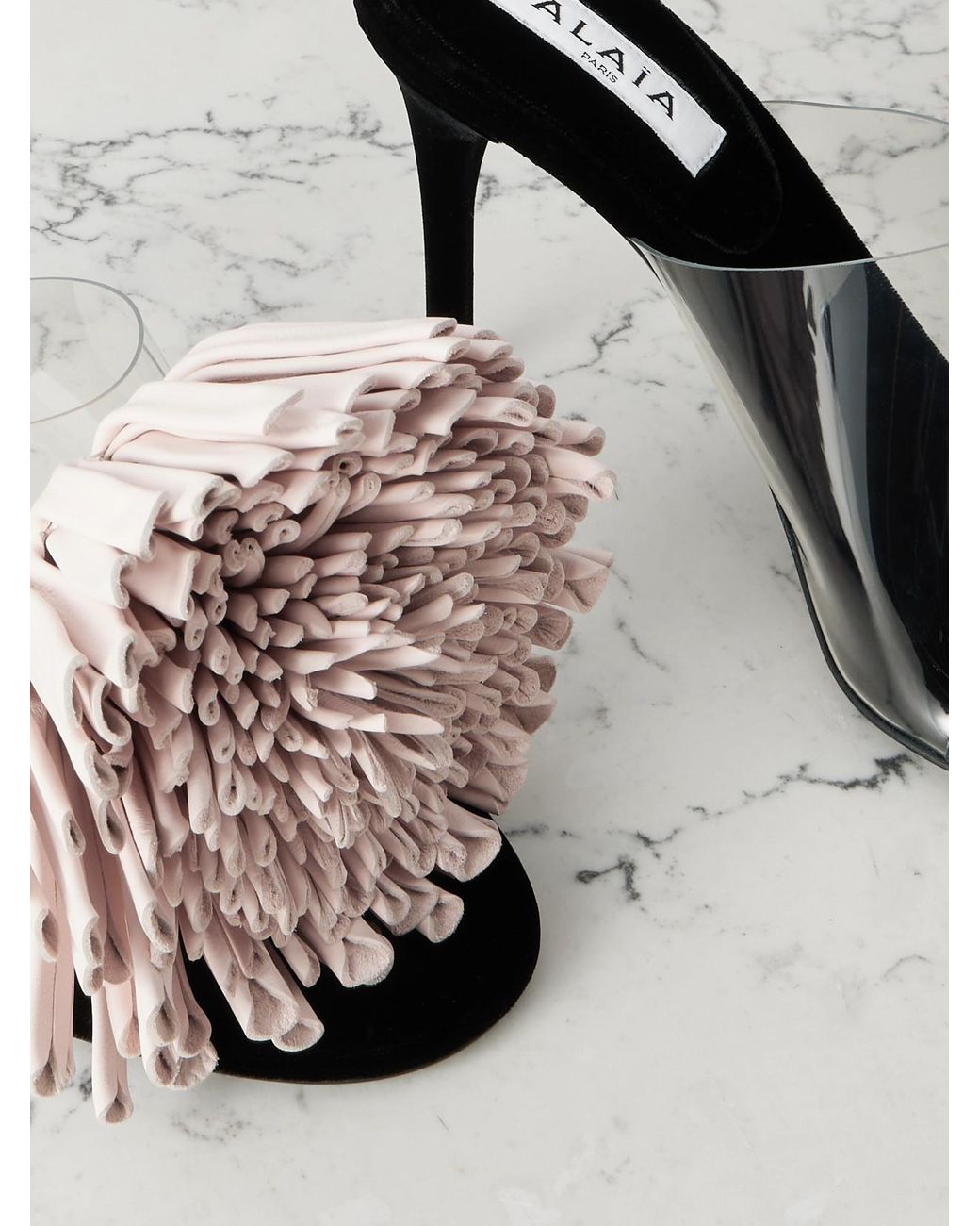Alaïa Black Flower-Topped Pvc Mules